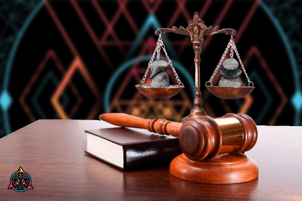 Magic mushrooms on a balance scale representing the legality of psychedelic mushrooms