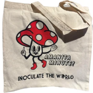 amanita tote bag on white canvas